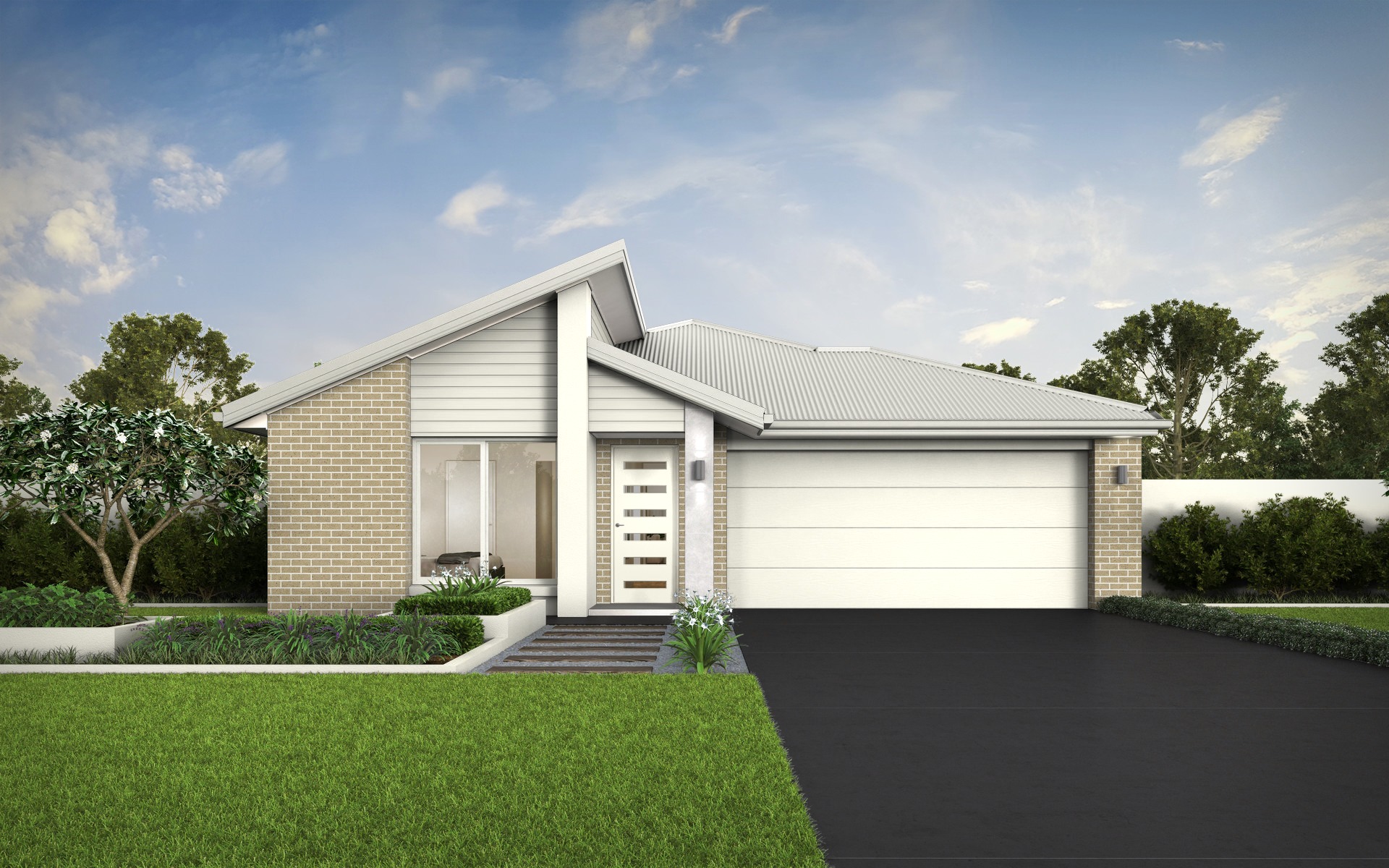 Modern two-story home facade for the Mayfield 23 design at Haven Estate Cambewarra, featuring the Seabreeze architectural style with contemporary finishings.