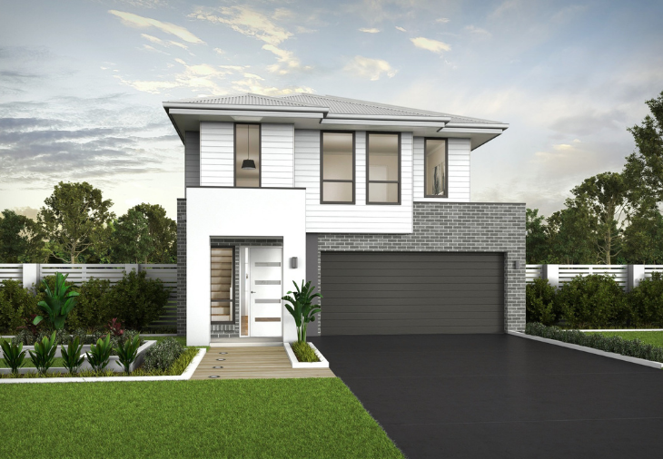 Detailed floor plan for Lot 745 Haven Estate featuring a 4-bedroom, 2.5-bathroom home with a double garage and open-plan kitchen and family zones.`